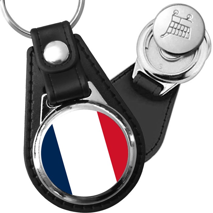 Porte-clés drapeau France en simili-cuir
