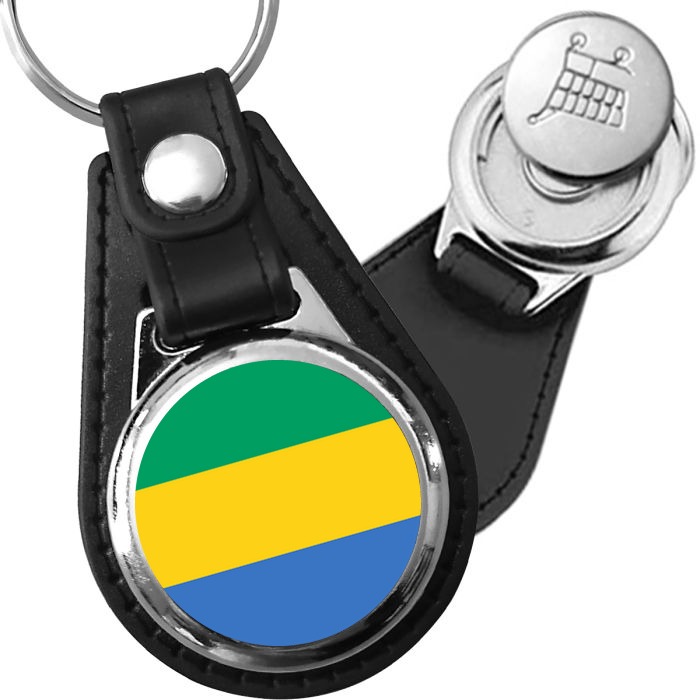 Porte-clés drapeau Gabon en simili-cuir