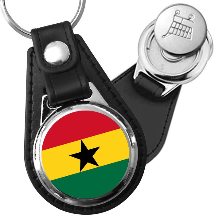 Porte-clés drapeau Ghana en simili-cuir