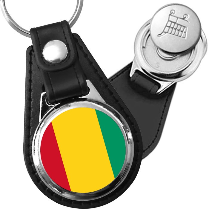 Porte-clés drapeau Guinee en simili-cuir