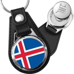 Porte-clés drapeau Islande en simili-cuir