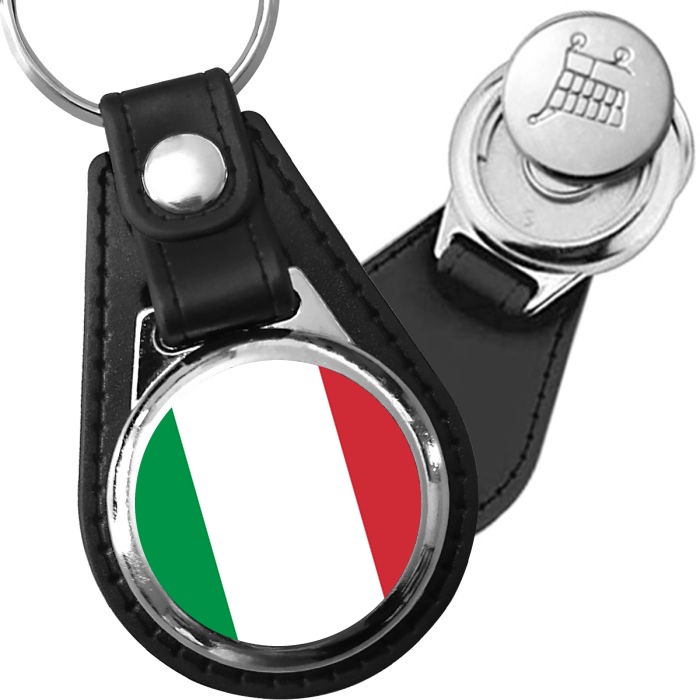 Porte-clés drapeau Italie en simili-cuir