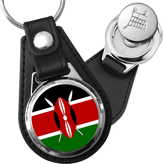 Porte-clés drapeau Kenya en simili-cuir