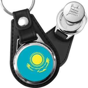 Porte-clés drapeau Kazakhstan en simili-cuir