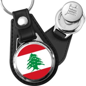 Porte-clés drapeau Liban en simili-cuir