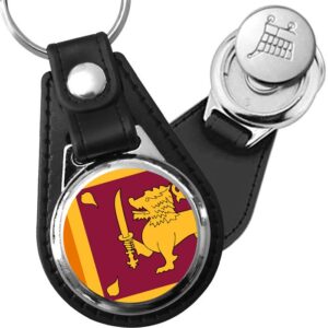 Porte-clés drapeau Sri Lanka en simili-cuir