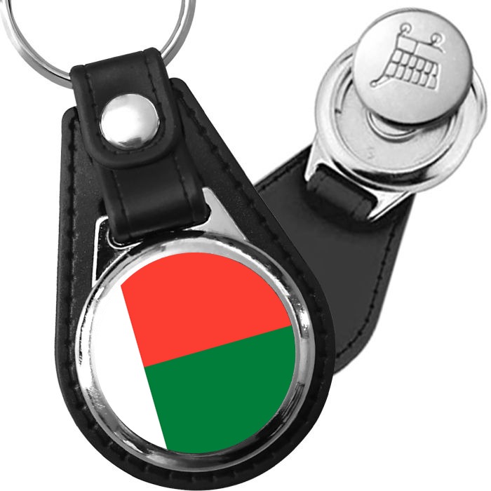 Porte-clés drapeau Madagascar en simili-cuir