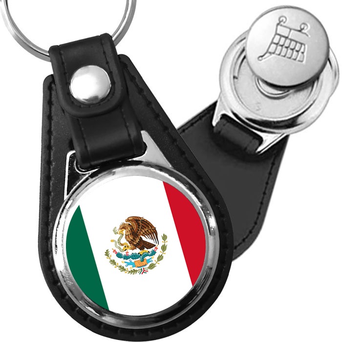 Porte-clés drapeau Mexique en simili-cuir