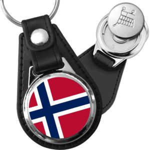 Porte-clés drapeau Norvege en simili-cuir