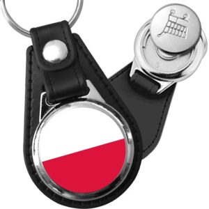 Porte-clés drapeau Pologne en simili-cuir