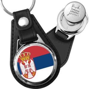 Porte-clés drapeau Serbie en simili-cuir