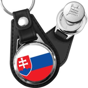 Porte-clés drapeau Slovaquie en simili-cuir