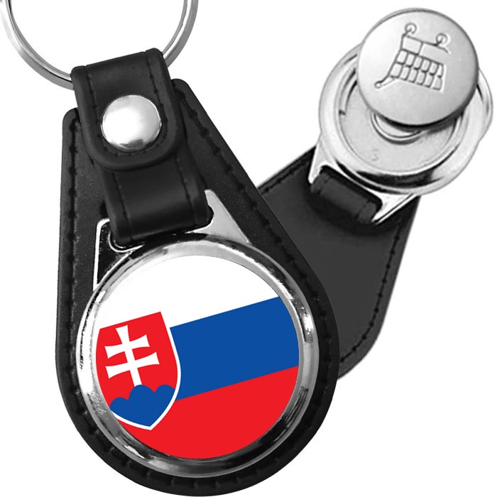 Porte-clés drapeau Slovaquie en simili-cuir