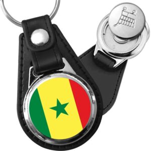 Porte-clés drapeau Senegal en simili-cuir