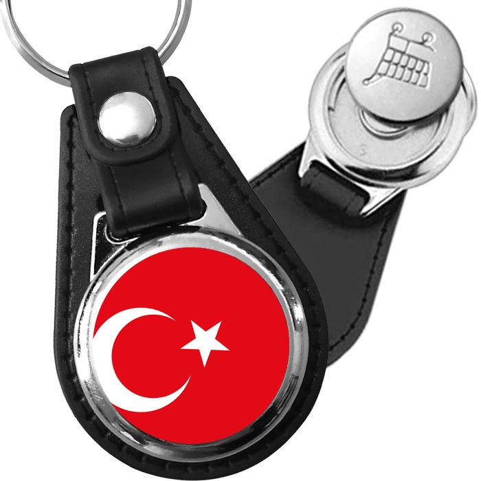 Porte-clés drapeau Turquie en simili-cuir
