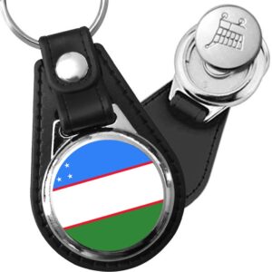 Porte-clés drapeau Ouzbekistan en simili-cuir