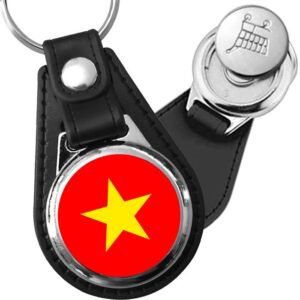 Porte-clés drapeau Viet Nam en simili-cuir