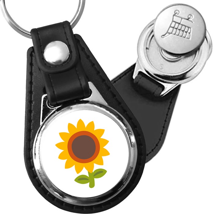 Porte-clés emoji Tournesol en simili-cuir
