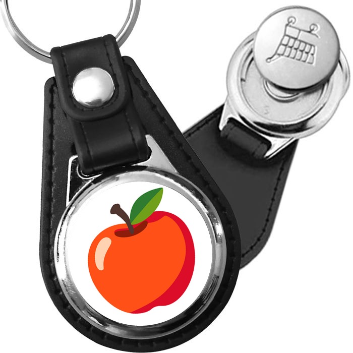 Porte-clés emoji Pomme en simili-cuir