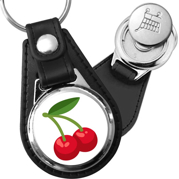 Porte-clés emoji Cerises en simili-cuir