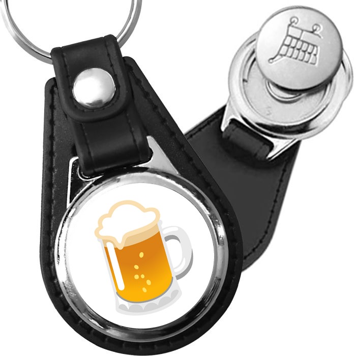 Porte-clés emoji Biere en simili-cuir