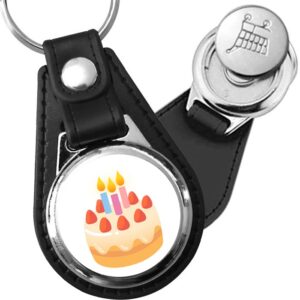 Porte-clés emoji Gateau d'anniversaire en simili-cuir