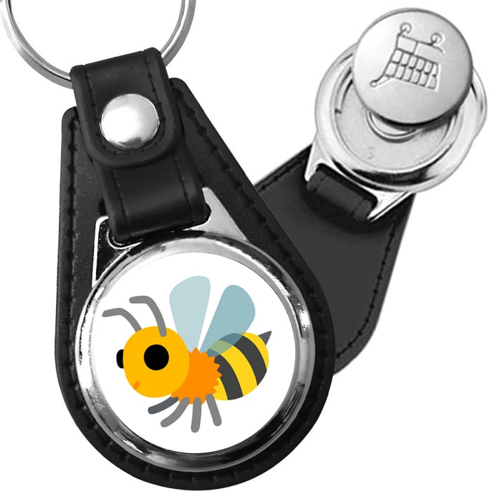 Porte-clés emoji Abeille en simili-cuir