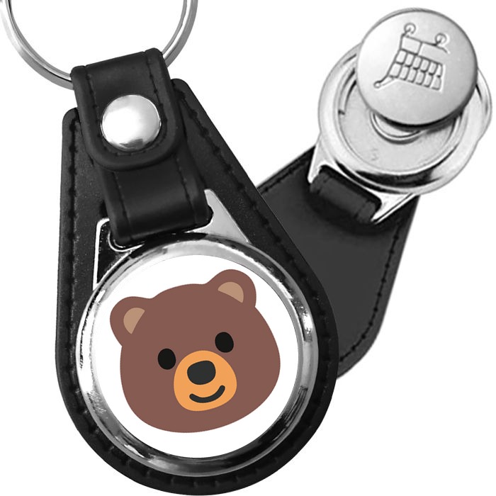 Porte-clés emoji Tete d'ours en simili-cuir