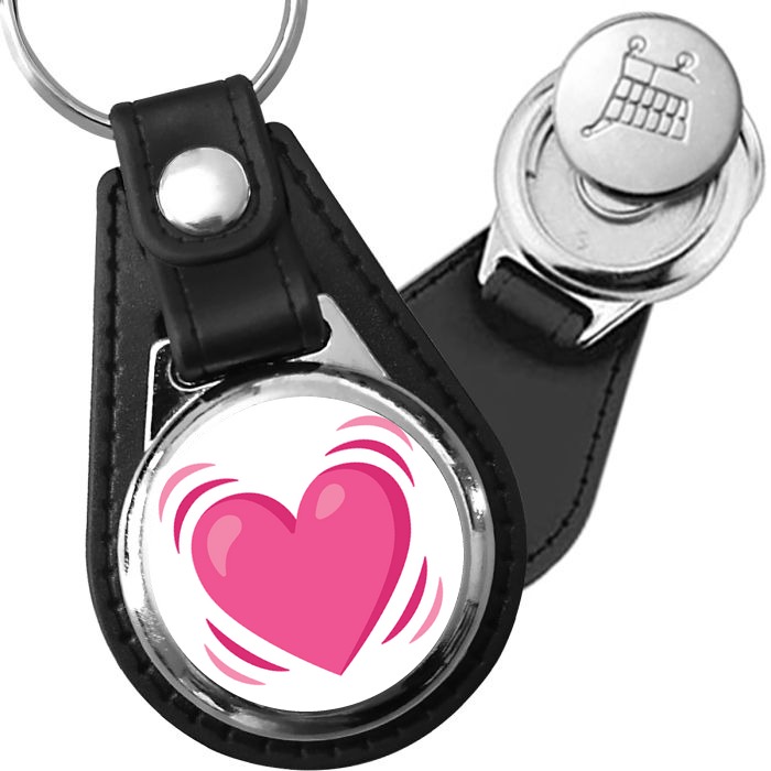 Porte-clés emoji Coeur battant en simili-cuir