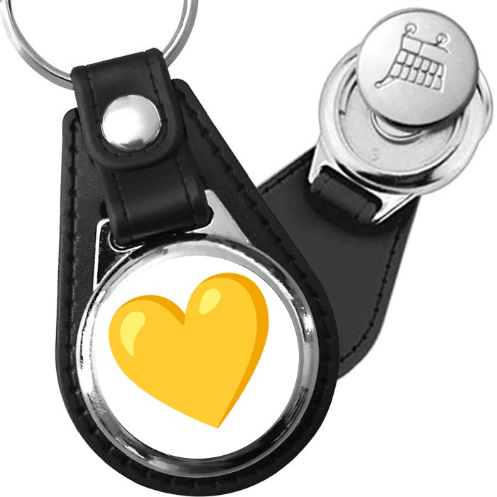 Porte-clés emoji Coeur jaune en simili-cuir