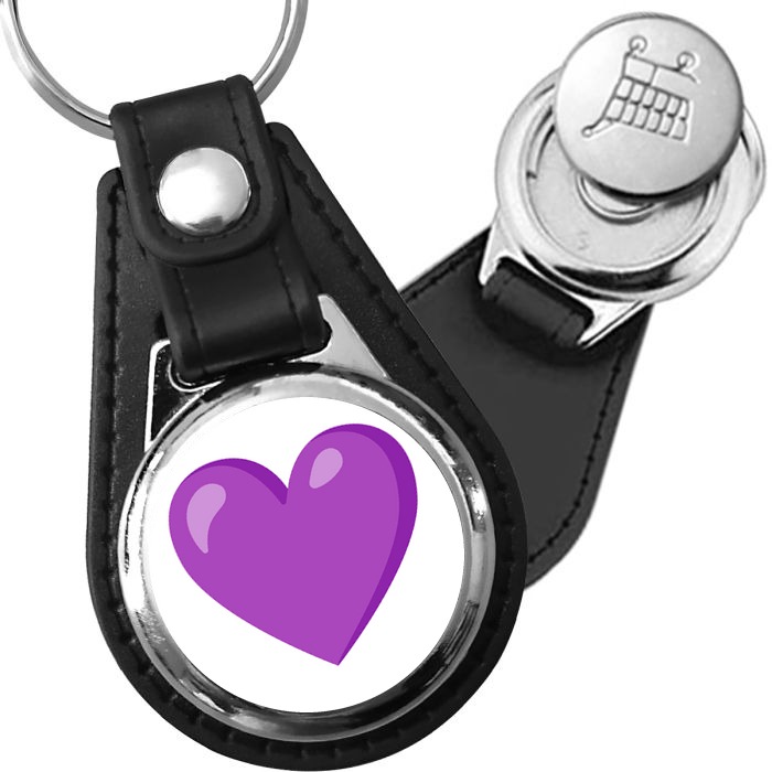 Porte-clés emoji Coeur violet en simili-cuir