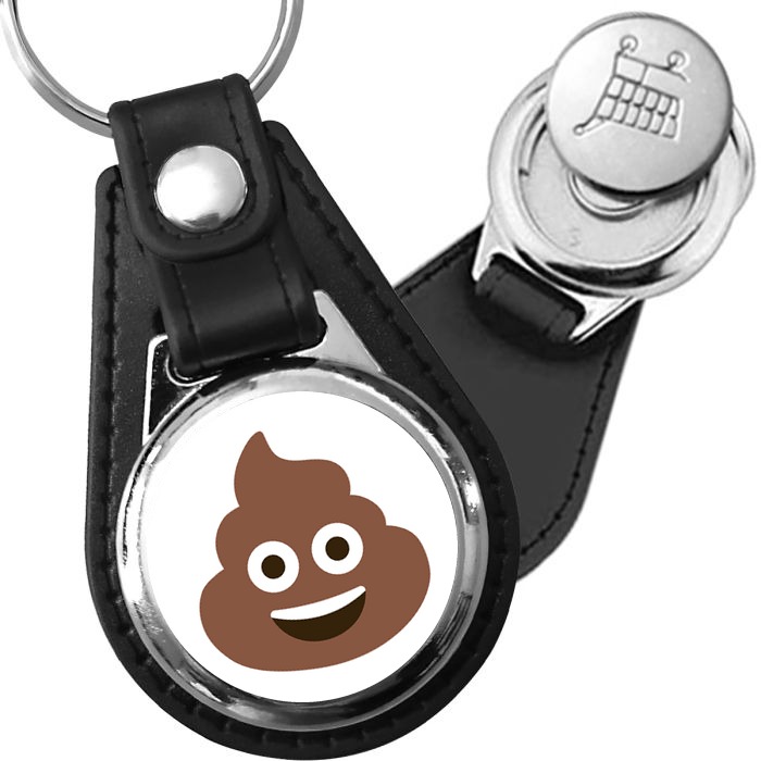 Porte-clés emoji Caca souriant en simili-cuir