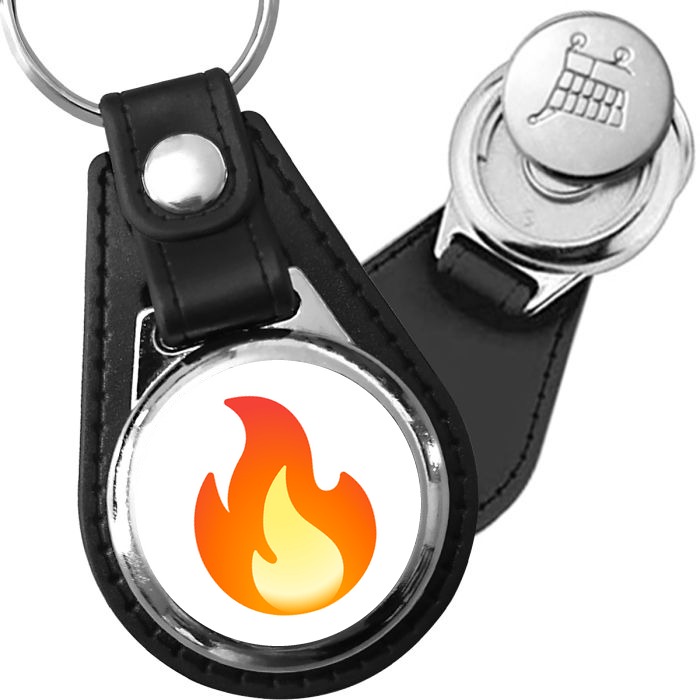 Porte-clés emoji Flamme en simili-cuir