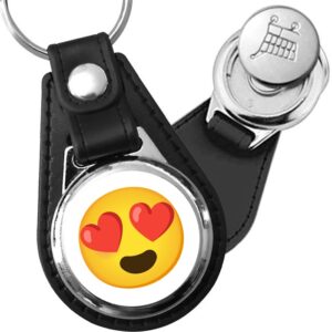 Porte-clés emoji Smiley amoureux en simili-cuir
