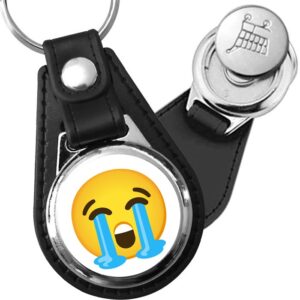 Porte-clés emoji Smiley en pleurs en simili-cuir