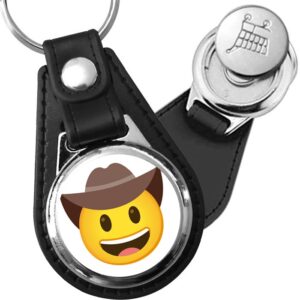 Porte-clés emoji Smiley cowboy en simili-cuir