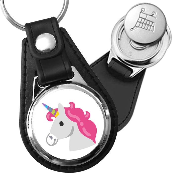 Porte-clés emoji Licorne en simili-cuir