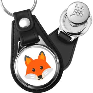 Porte-clés emoji Tete de renard en simili-cuir
