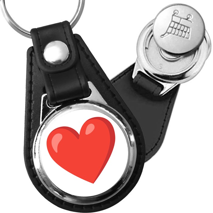 Porte-clés emoji Coeur rouge en simili-cuir
