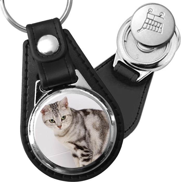 Porte-clés American Shorthair en simili-cuir
