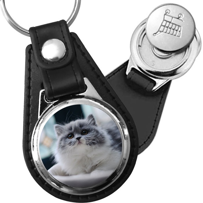 Porte-clés British Longhair en simili-cuir