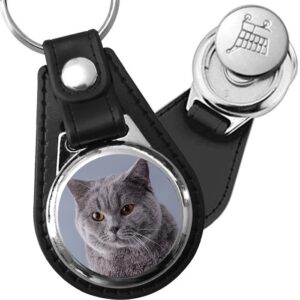 Porte-clés British Shorthair en simili-cuir