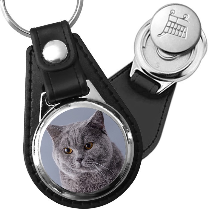 Porte-clés British Shorthair en simili-cuir