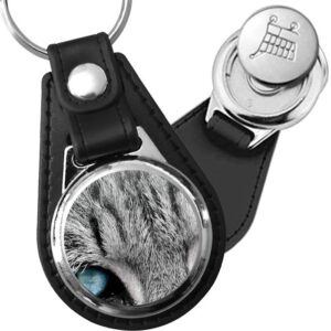 Porte-clés Chat aux yeux bleus en simili-cuir