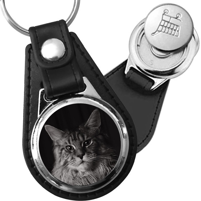 Porte-clés Chat élégant en simili-cuir