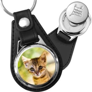 Porte-clés Chat léopard en simili-cuir