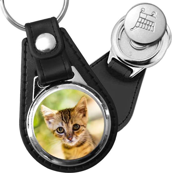 Porte-clés Chat léopard en simili-cuir