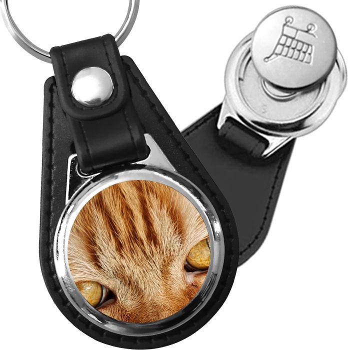 Porte-clés Chat roux en simili-cuir