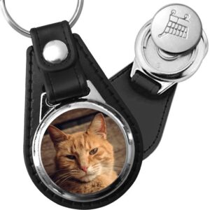 Porte-clés Chat tigré en simili-cuir
