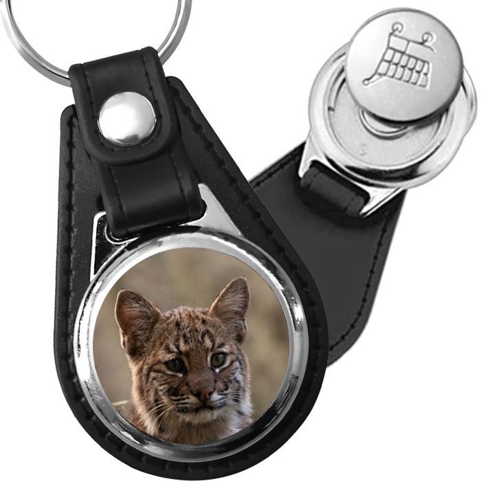 Porte-clés Chaton lynx en simili-cuir